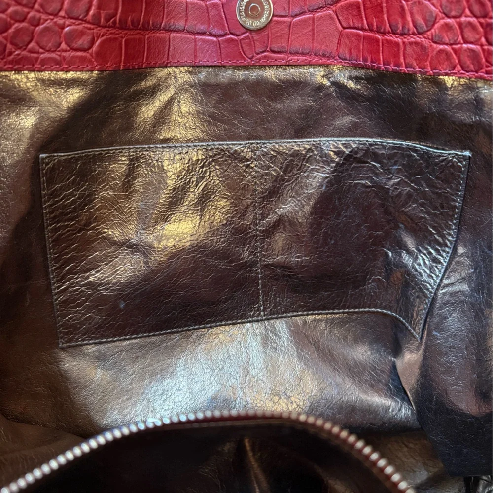 Michael Kors Runway Collection Gia Slouchy Red Crocodile-Patterned Tote